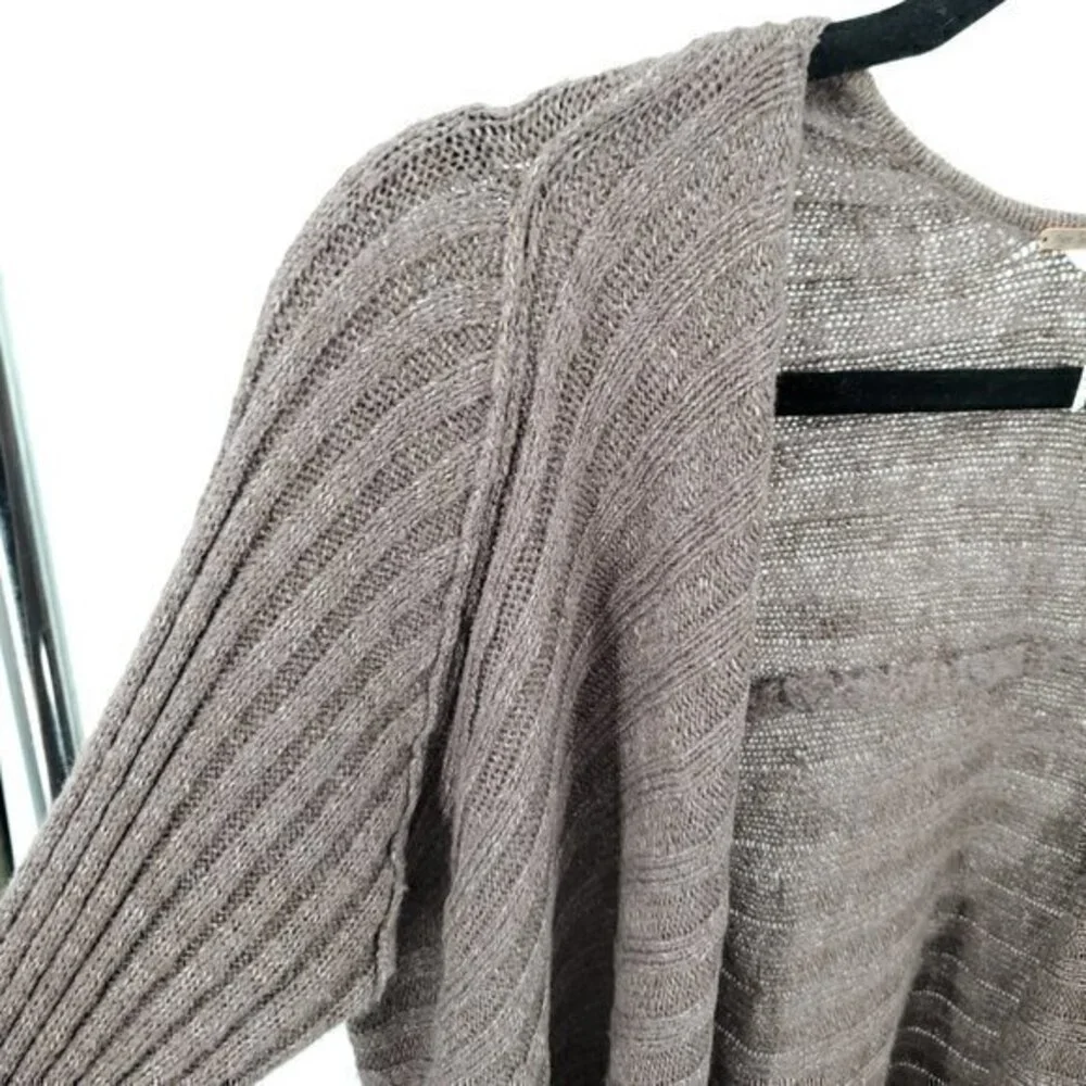 *Repair* Free People Oversized Ribbed Knit Open Cardigan S Blackberry Heather